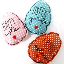 5-er Set Ostereier aus Stoff zum aufhängen