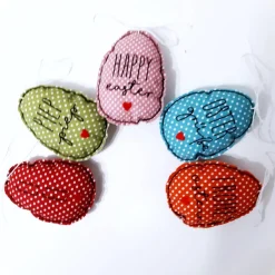 5-er Set Ostereier aus Stoff zum aufhängen