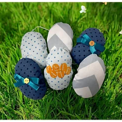 6er Set Ostereier aus Stoff zum aufhängen