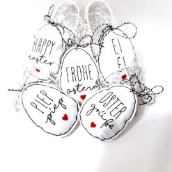 5-er Set Ostereier aus Stoff zum aufhängen