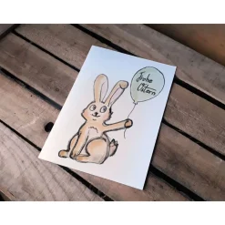 2er Set Osterkarte Hase mit Herz und Hase mit Luftballon Hochformat Printable DIY