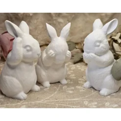 3er Set Raysin Hasen – Hört nix, sieht nix, sagt nix – Moderne Osterdeko, handgefertigt, 11 cm