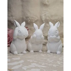 3er Set Raysin Hasen – Hört nix, sieht nix, sagt nix – Moderne Osterdeko, handgefertigt, 11 cm