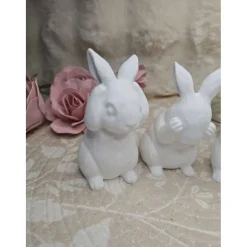 3er Set Raysin Hasen – Hört nix, sieht nix, sagt nix – Moderne Osterdeko, handgefertigt, 11 cm