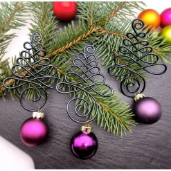 3er Set Schwarz, Lila Christbaumschmuck