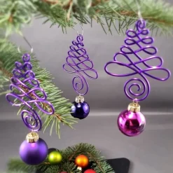 3er Set Schwarz, Lila Christbaumschmuck