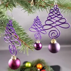 3er Set Schwarz, Lila Christbaumschmuck