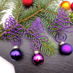 3er Set Schwarz, Lila Christbaumschmuck