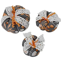 3-er Set Stoffkürbisse, herbstliche Deko-Kürbisse