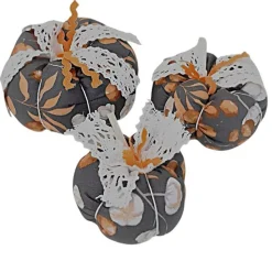 3-er Set Stoffkürbisse, herbstliche Deko-Kürbisse