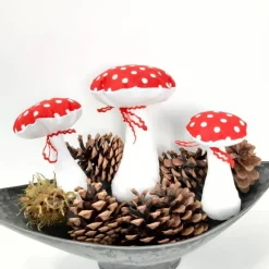 3-er Set Stoffpilze, Fliegenpilz, herbstliche Deko-Pilze