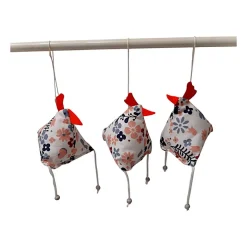 3-er Set "Verrückte Hühner", genähte Osterhühner zum Aufhängen