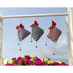 3-er Set "Verrückte Hühner", genähte Osterhühner zum Aufhängen