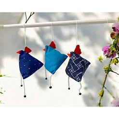 3-er Set "Verrückte Hühner", genähte Osterhühner zum Aufhängen