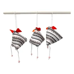 3-er Set "Verrückte Hühner", genähte Osterhühner zum Aufhängen