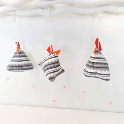 3-er Set "Verrückte Hühner", genähte Osterhühner zum Aufhängen
