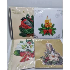 4er Set Weihnachts Grußkarten Diamond Painting –quadratisch 16 x 16 cm handgefertigt mit Umschlägen