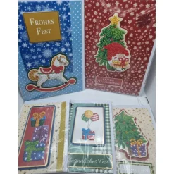 5er Set Weihnachts Grußkarten Diamond Painting – 2x A5 & 3x A6 handgefertigt mit Umschlägen