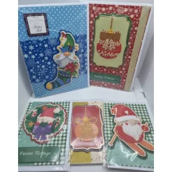 5er Set Weihnachts Grußkarten Diamond Painting – 2x A5 & 3x A6 handgefertigt mit Umschlägen