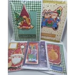 5er Set Weihnachts Grußkarten Diamond Painting – 2x A5 & 3x A6 handgefertigt mit Umschlägen