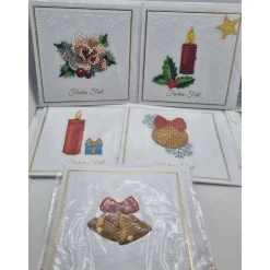 5er Set Weihnachts Grußkarten Diamond Painting –quadratisch 14 x 14 cm handgefertigt mit Umschlägen