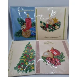 4er Set Weihnachts Grußkarten Diamond Painting –quadratisch 16 x 16 cm handgefertigt mit Umschlägen