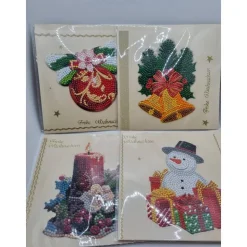 4er Set Weihnachts Grußkarten Diamond Painting –quadratisch 16 x 16 cm handgefertigt mit Umschlägen