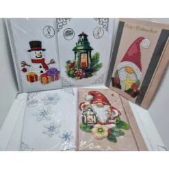 5er Set Weihnachts Grußkarten Diamond Painting – B6 11,5 x 16,5 cm handgefertigt mit Umschlägen