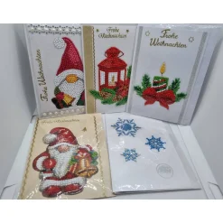 5er Set Weihnachts Grußkarten Diamond Painting – B6 11,5 x 16,5 cm handgefertigt mit Umschlägen