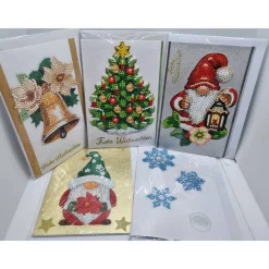 5er Set Weihnachts Grußkarten Diamond Painting – B6 11,5 x 16,5 cm handgefertigt mit Umschlägen
