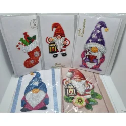 5er Set Weihnachts Grußkarten Diamond Painting – B6 11,5 x 16,5 cm handgefertigt mit Umschlägen