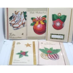 5er Set Weihnachts Grußkarten Diamond Painting – C6 10,5 x 14,8 cm handgefertigt mit Umschlägen