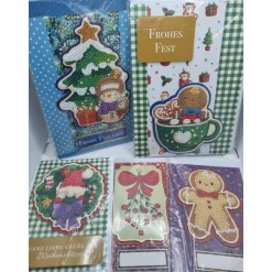5er Set Weihnachts Grußkarten Diamond Painting – 2x A5 & 3x A6 handgefertigt mit Umschlägen
