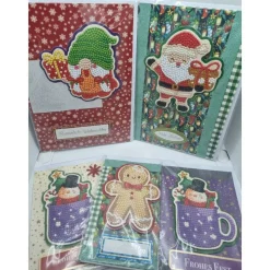 5er Set Weihnachts Grußkarten Diamond Painting – 2x A5 & 3x A6 handgefertigt mit Umschlägen