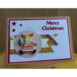 4er Set. Weihnachtskarte,Elch,