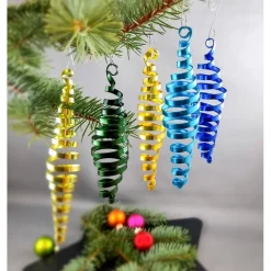 5er Set Zapfen Blau- und Grüntöne, Christbaumschmuck