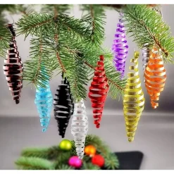 5er Set Zapfen Braun- und Orangetöne, Christbaumschmuck