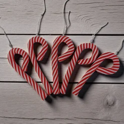 5er Set Zuckerstangen aus Stoff, Christbaumschmuck