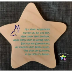 Erinnerung an ein Sternenkind, Andenken für Sterneneltern, Geschenk mit individueller Gestaltung, Beerdigung, Trauerges