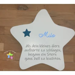 Erinnerung an ein Sternenkind, Geschenk für Sterneneltern, individuelle gestaltetes Trauergeschenk, weißer Stern Stern
