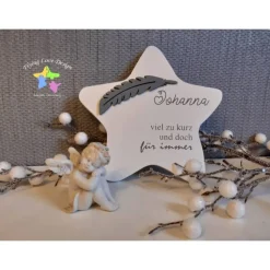Erinnerung an ein Sternenkind, Geschenk für Sterneneltern, individuelle gestaltetes Trauergeschenk, weißer Stern Stern
