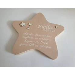 Erinnerung an ein Sternenkind, Geschenk für Sterneneltern, individuelle gestaltetes Trauergeschenk, Naturholz Stern