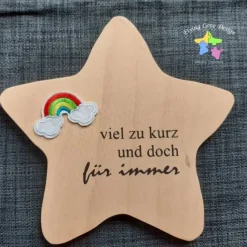 Erinnerung an ein Sternenkind, Geschenk für Sterneneltern, individuelle gestaltetes Trauergeschenk, Naturholz Stern