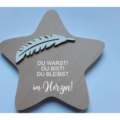 Erinnerung an ein Sternenkind, Geschenk für Sterneneltern, individuelle gestaltetes Trauergeschenk, Naturholz Stern