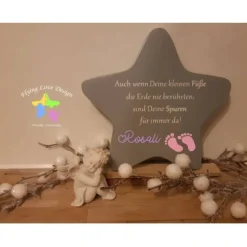 Erinnerung an Sternenkind, Geschenk für Sterneneltern, Stern aus Holz mit Babyfüßen, Anstatt Trauerkarte, Geschenk zur
