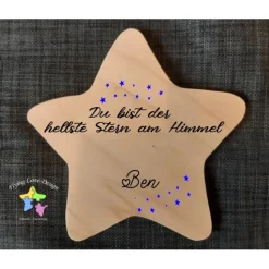 Erinnerung an Sternenkind, Verstorbene, Geschenk für Angehörige, Stern aus Holz, Anstatt Trauerkarte