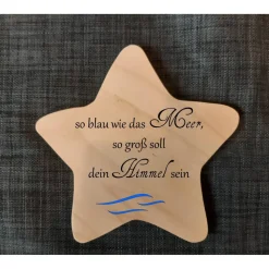Erinnerung an Sternenkind, Geschenk für Sterneneltern, Stern aus Holz mit Welle, Anstatt Trauerkarte, Tod Trauer