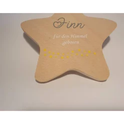 Erinnerung an Sternenkind, Verstorbene, Geschenk für Angehörige, Stern aus Holz für Mama Papa Oma Opa, Anstatt Trauerka