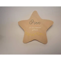 Erinnerung an Sternenkind, Verstorbene, Geschenk für Angehörige, Stern aus Holz für Mama Papa Oma Opa, Anstatt Trauerka