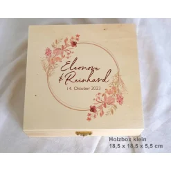 Erinnerungsbox aus Holz Hochzeit Design Rosarot